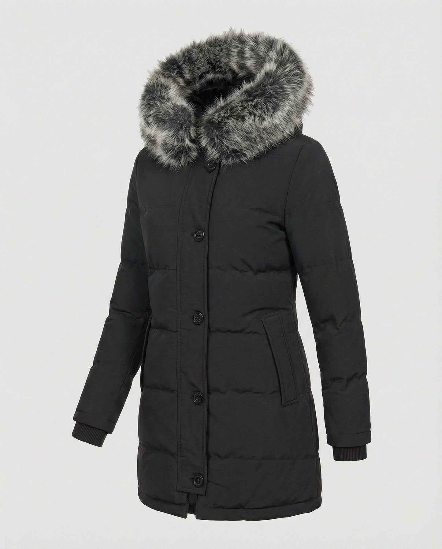 Winterparka Slim Fit Kunstfell Kapuze Damen