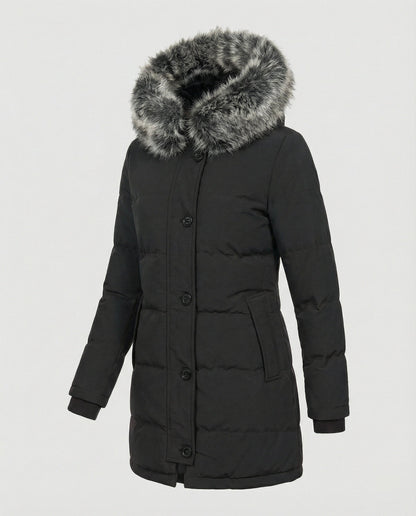 Winterparka Slim Fit Kunstfell Kapuze Damen