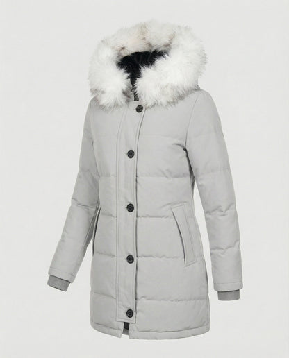 Winterparka Slim Fit Kunstfell Kapuze Damen