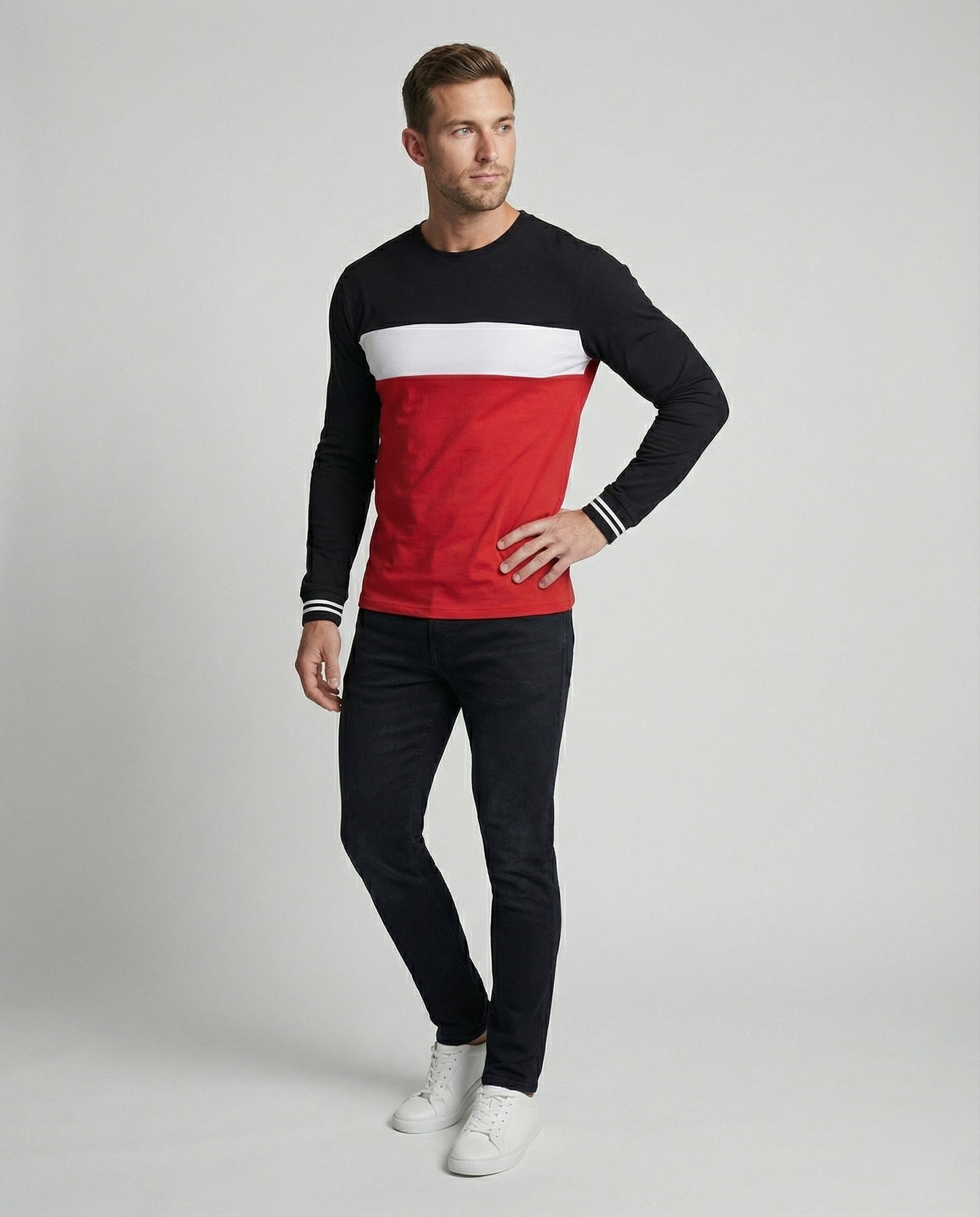 Herren Langarmshirt Sportlich Bequem Modern