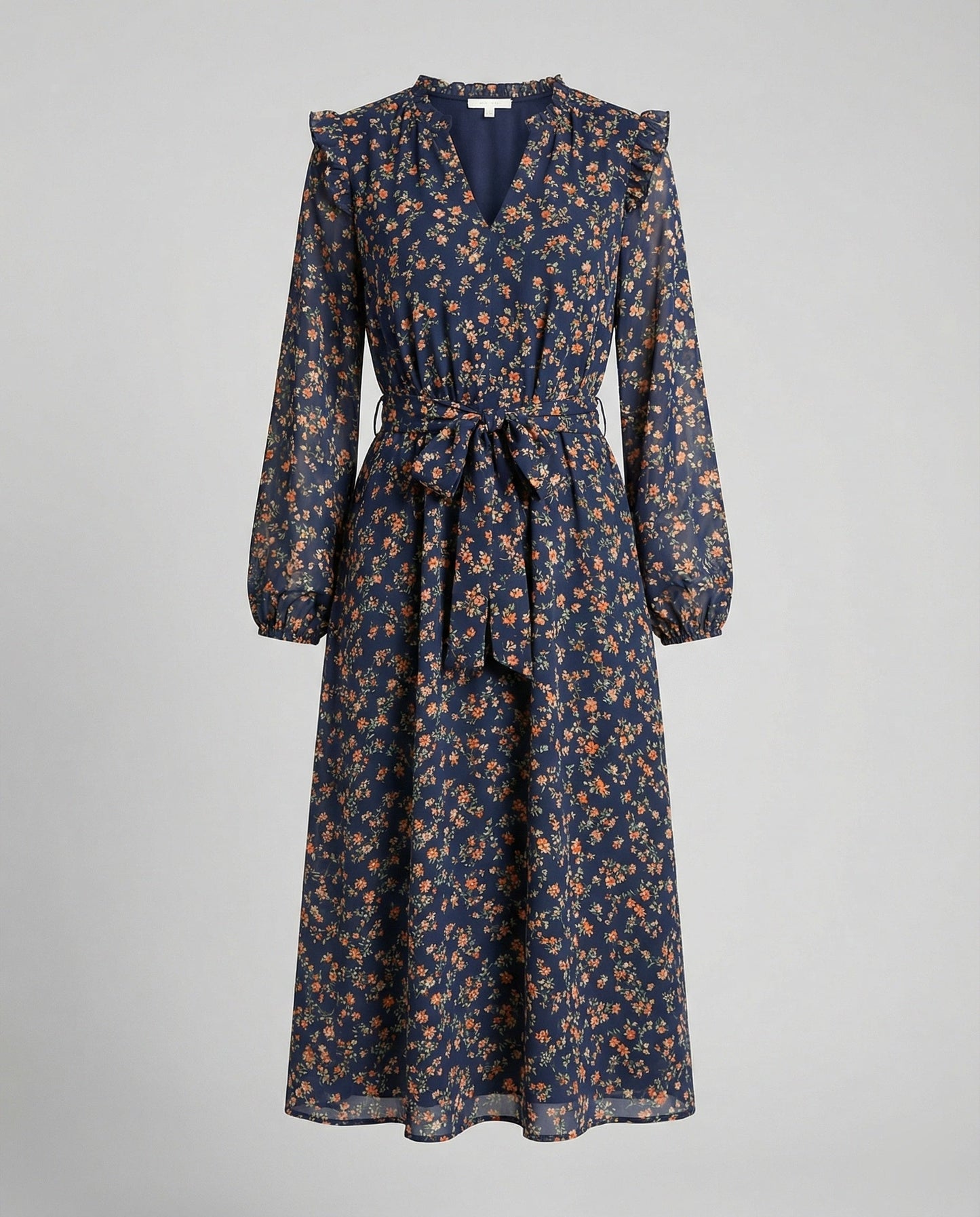 Damenkleid Bluse mit Blumenmuster und taillierbarem Gürtel Elegant