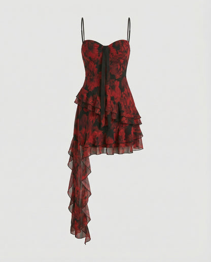 Damen Minikleid Asymmetrisch Floral Modern