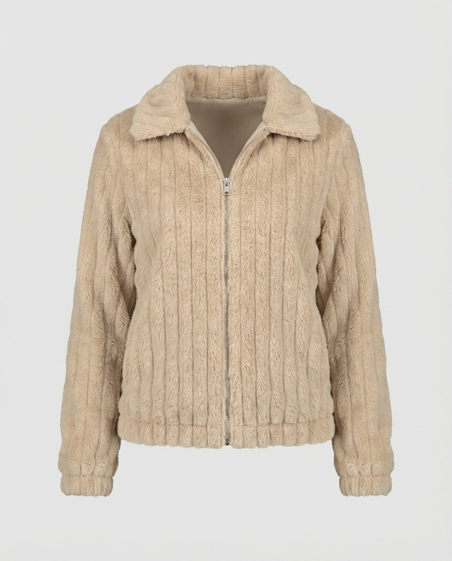 Teddyjacke Damen Stilvoll Kragen Modern