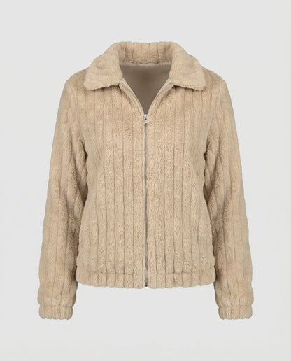 Teddyjacke Damen Stilvoll Kragen Modern