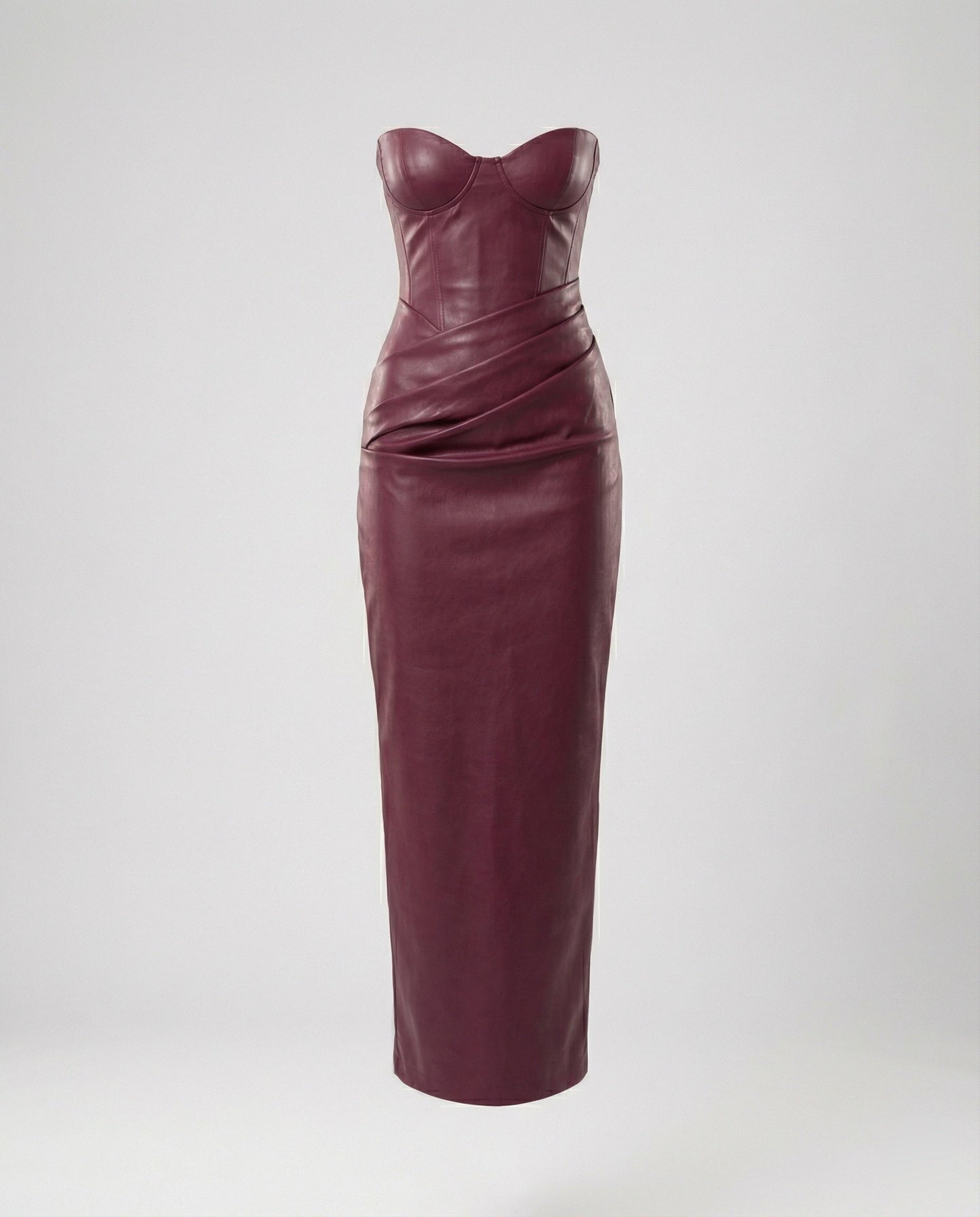 Lederkleid Damen Langärmlig Herz Ausschnitt Elegant