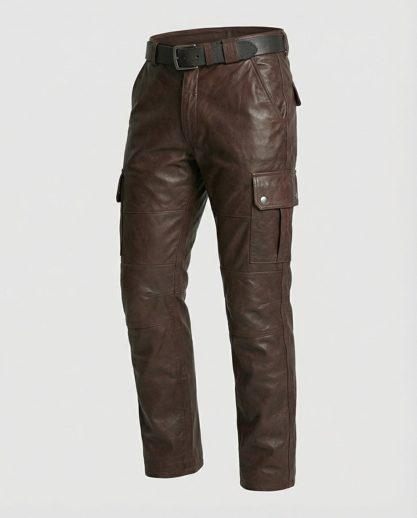 Herren Cargo-Hose Leder Robust Mit vielen Taschen