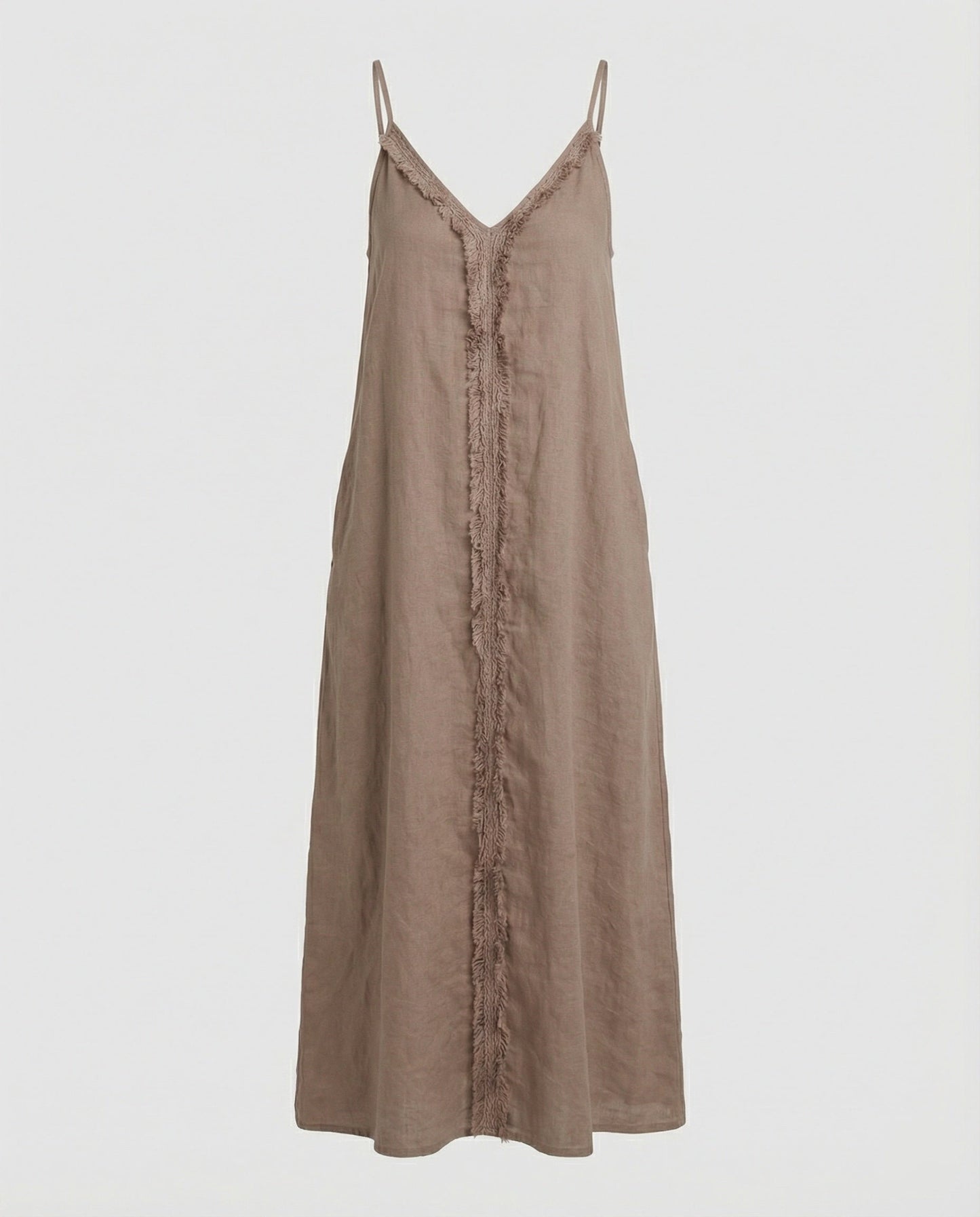 Damen Maxikleid V-Ausschnitt mit Taschen Sommerkleid Lang