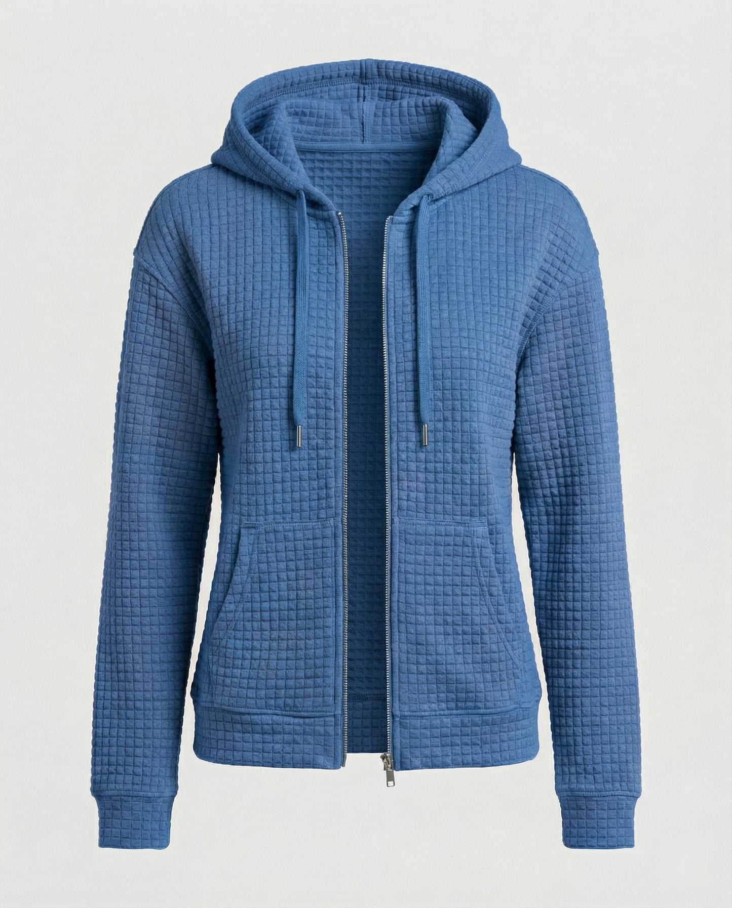 Kapuzenpullover Damen Waffle-Strick Reißverschluss Modern