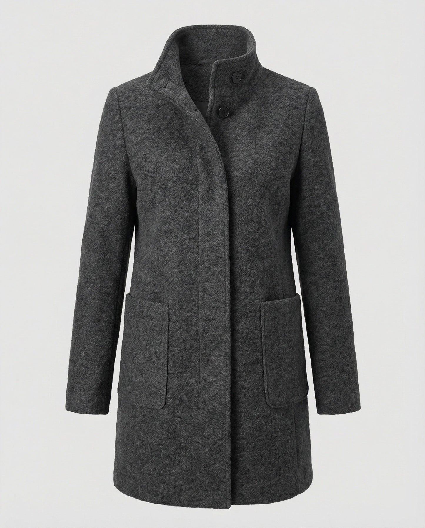 Hochkragenmantel Damen Modern Chic Schwarz