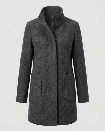 Hochkragenmantel Damen Modern Chic Schwarz