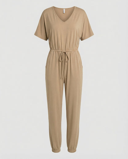 Damen Jumpsuit Leicht Lockerer Schnitt Elastisch