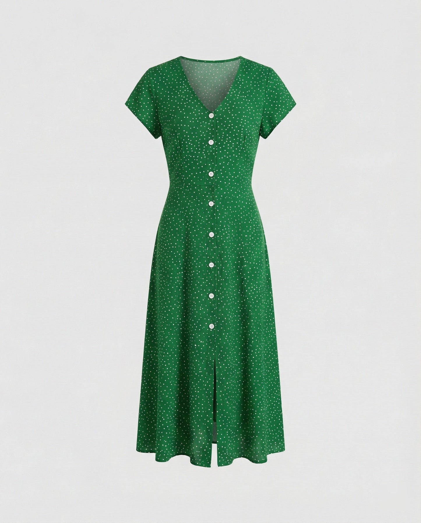 Damen Kleid Langarm mit Knöpfen und Puffärmeln Elegant