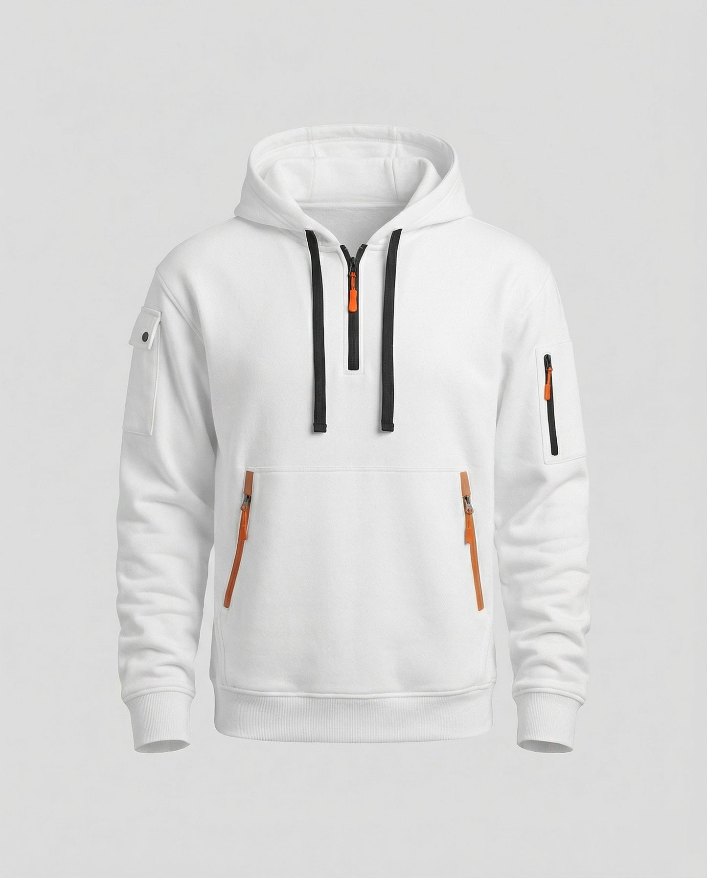 Herren Hoodie Modern Halbzip Stylisch Schwarz