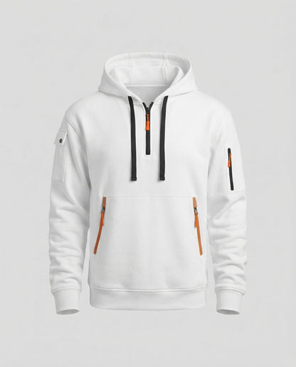 Herren Hoodie Modern Halbzip Stylisch Schwarz