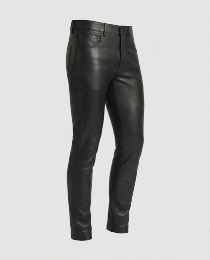 Herren Slimfit Hose aus Kunstleder Schwarz