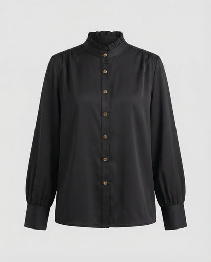 Elegante Damenbluse Rüschenkragen Blumenmuster - BerlinGlamour