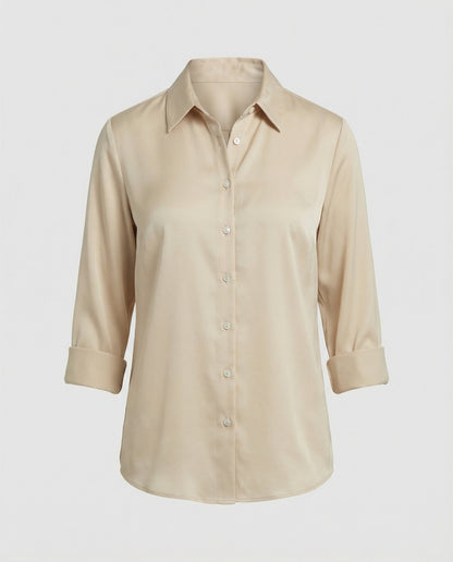 Damenbluse Elegante Baumwollbluse Stehkragen Weiß