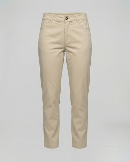 Damen Chino Hose Elastisch Mit Seitentaschen