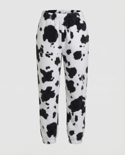 Damen Hose Cowprint elastisch mit Bund und Bündchen