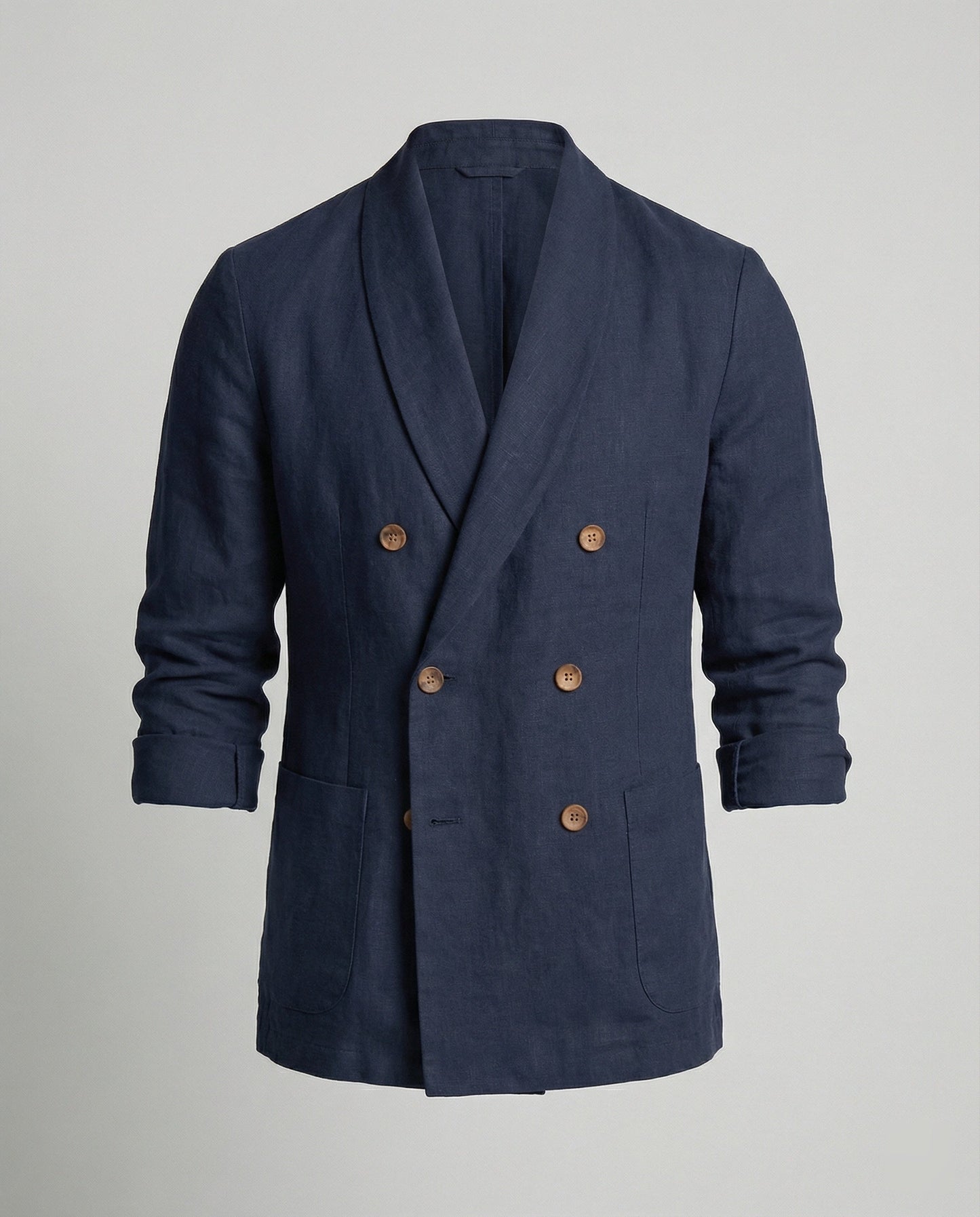 Herren Leinenjacke Leicht Sommerjacke Doppelknopf