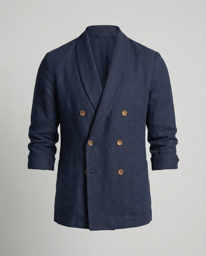 Herren Leinenjacke Leicht Sommerjacke Doppelknopf