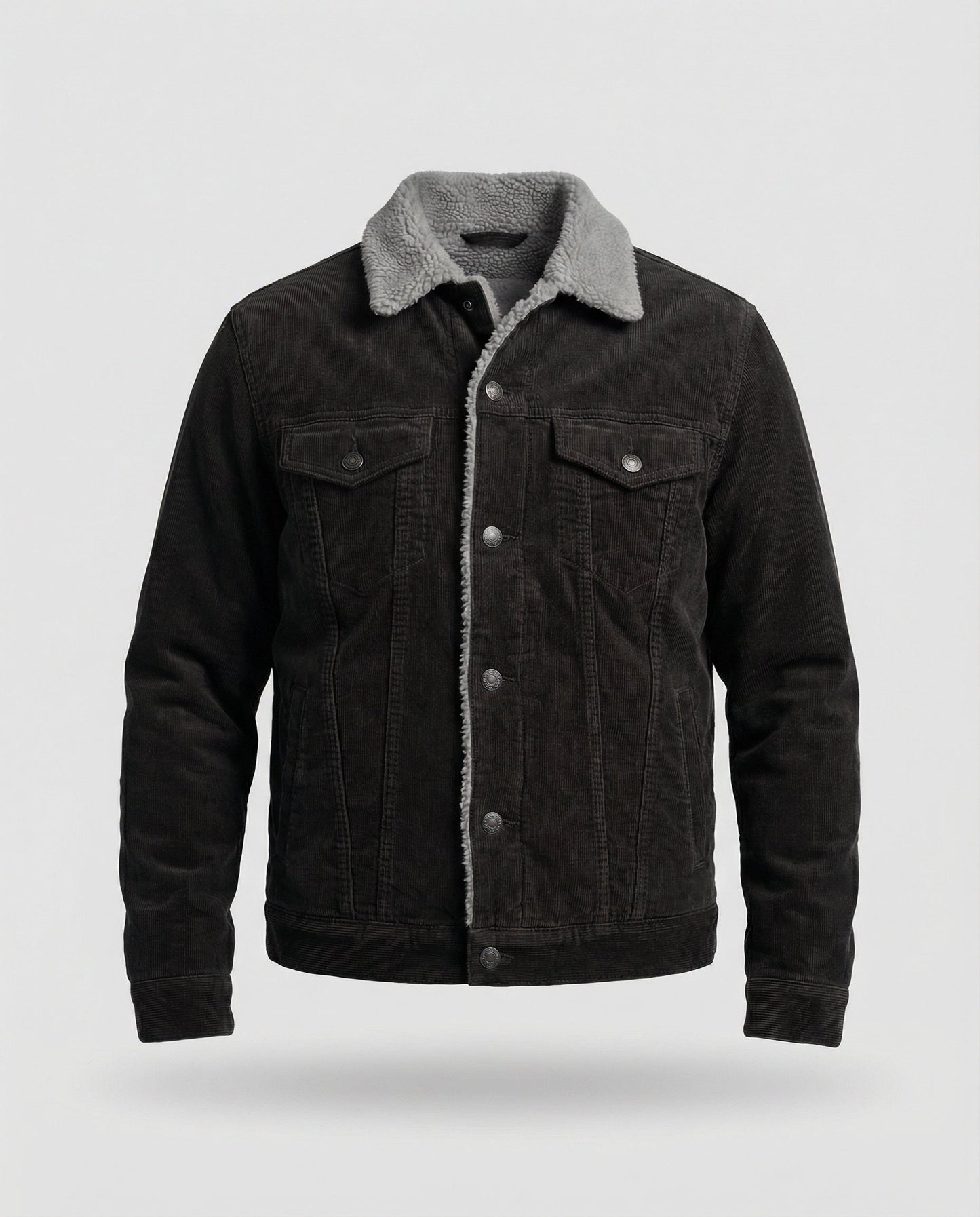 Herrenjacke Elegante Leder Cord Schwarz