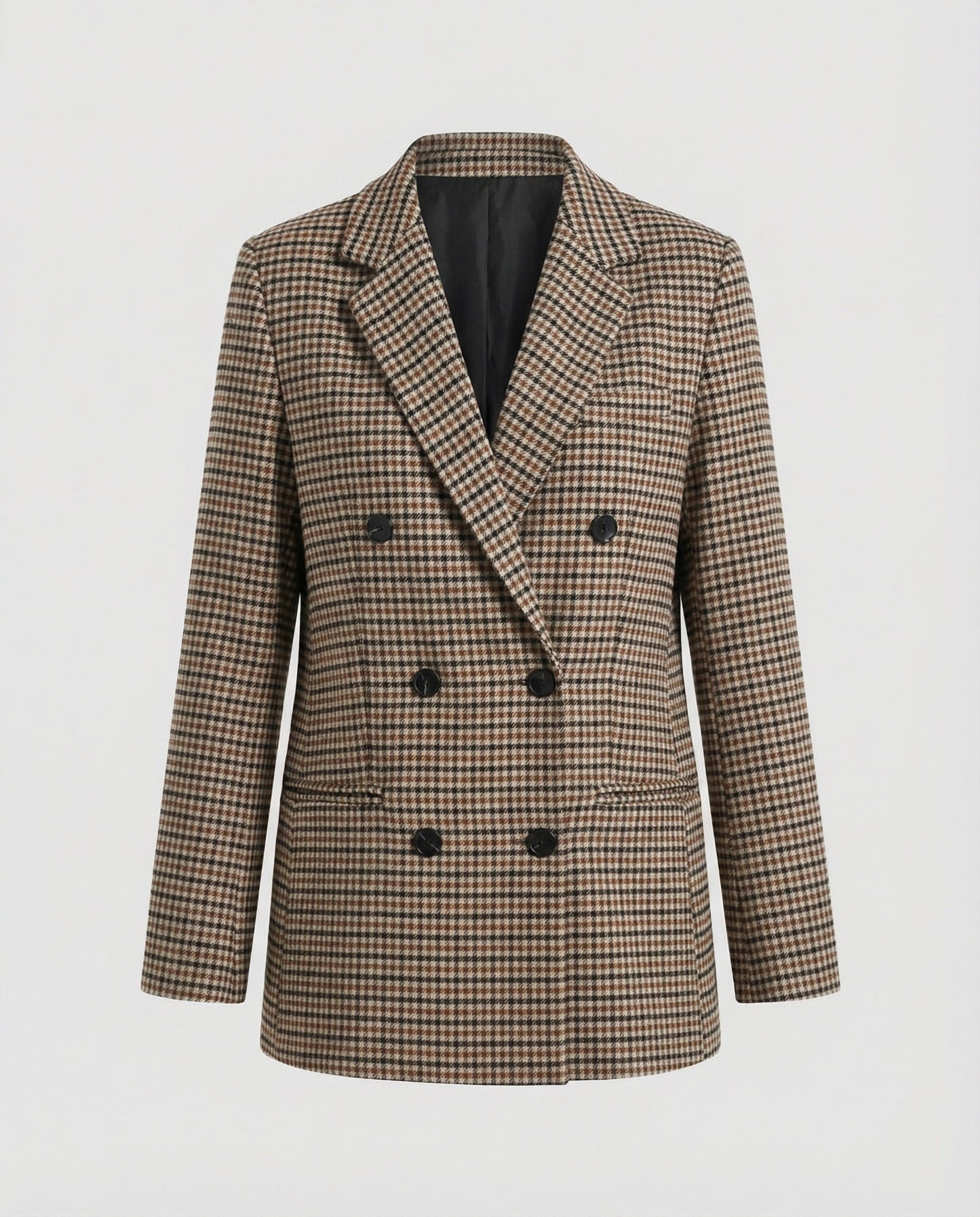 Damen Blazerjacke Kariert Doppelknopf Modern