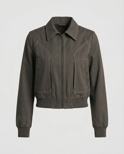 Damen Kurzjacke Reißverschluss Lederjacke Modern