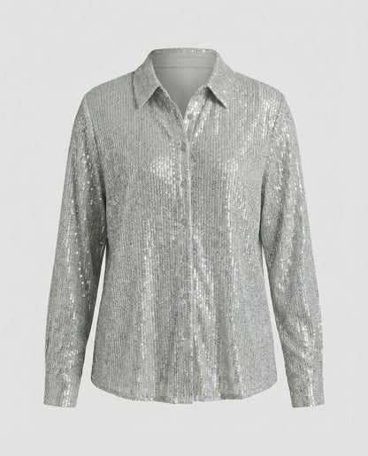 Damen Bluse Glitzernd Transparent mit Pailletten