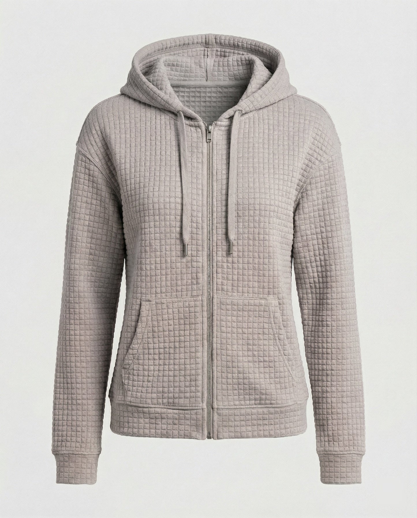 Kapuzenpullover Damen Waffle-Strick Reißverschluss Modern