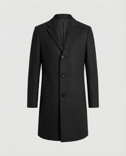 Herren Trenchcoat Lang Wollbezogen Elegent