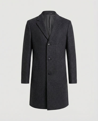 Herren Trenchcoat Lang Wollbezogen Elegent