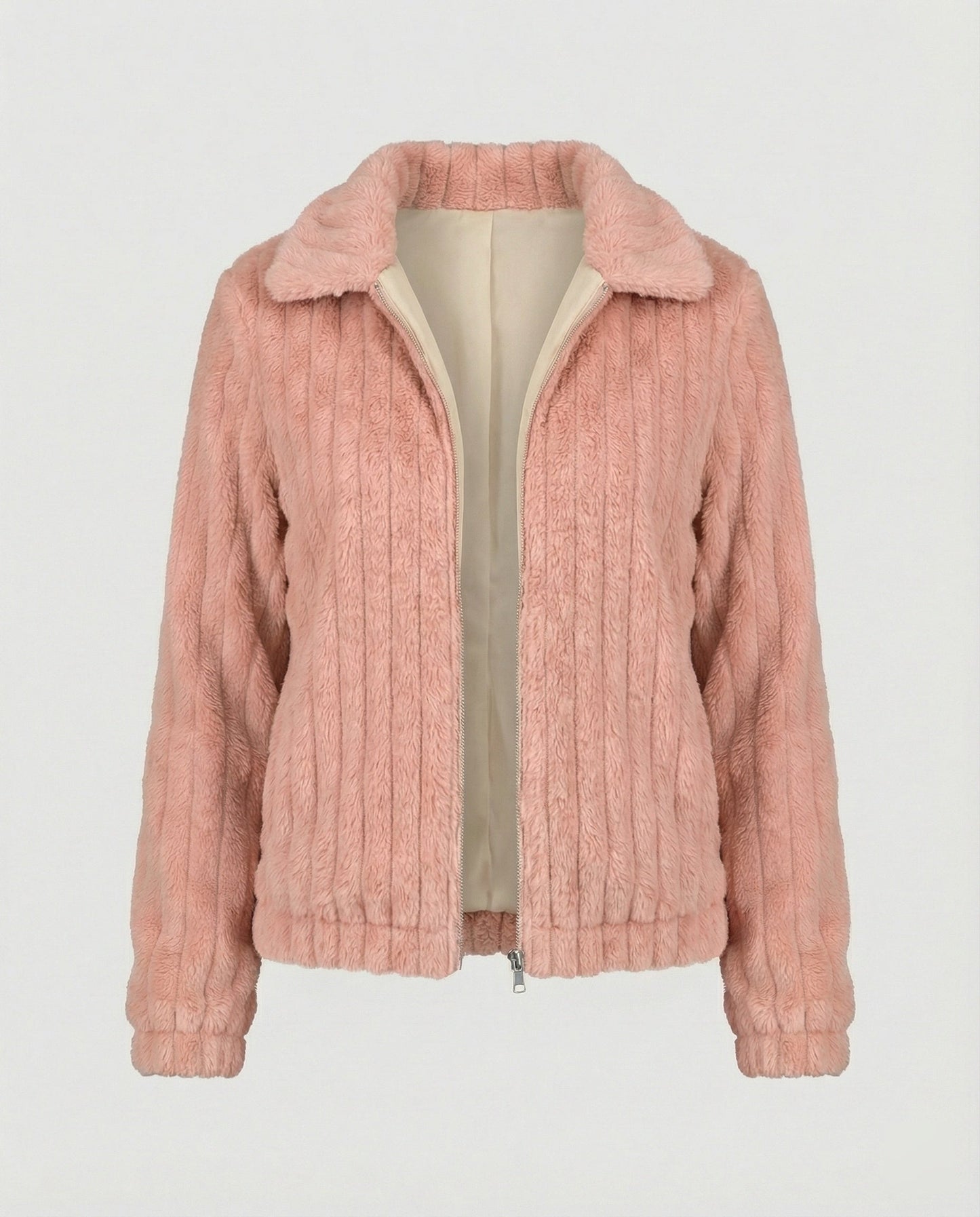 Teddyjacke Damen Stilvoll Kragen Modern