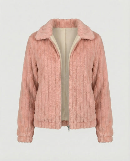 Teddyjacke Damen Stilvoll Kragen Modern
