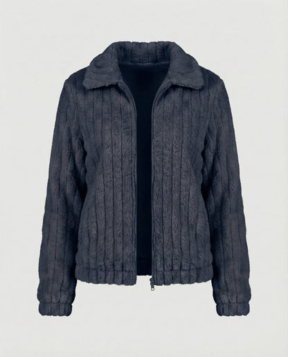 Teddyjacke Damen Stilvoll Kragen Modern