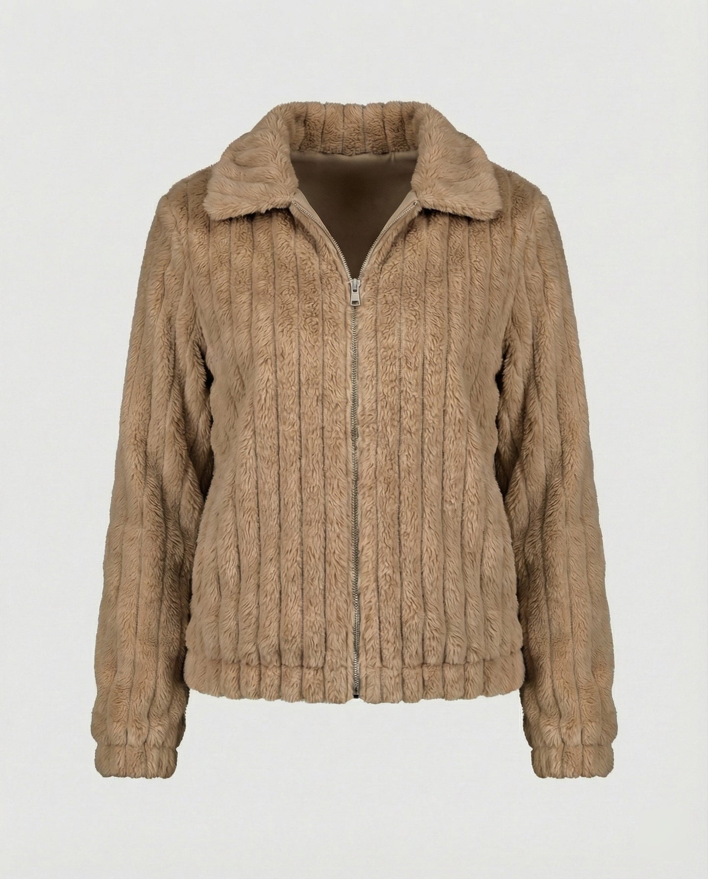Teddyjacke Damen Stilvoll Kragen Modern