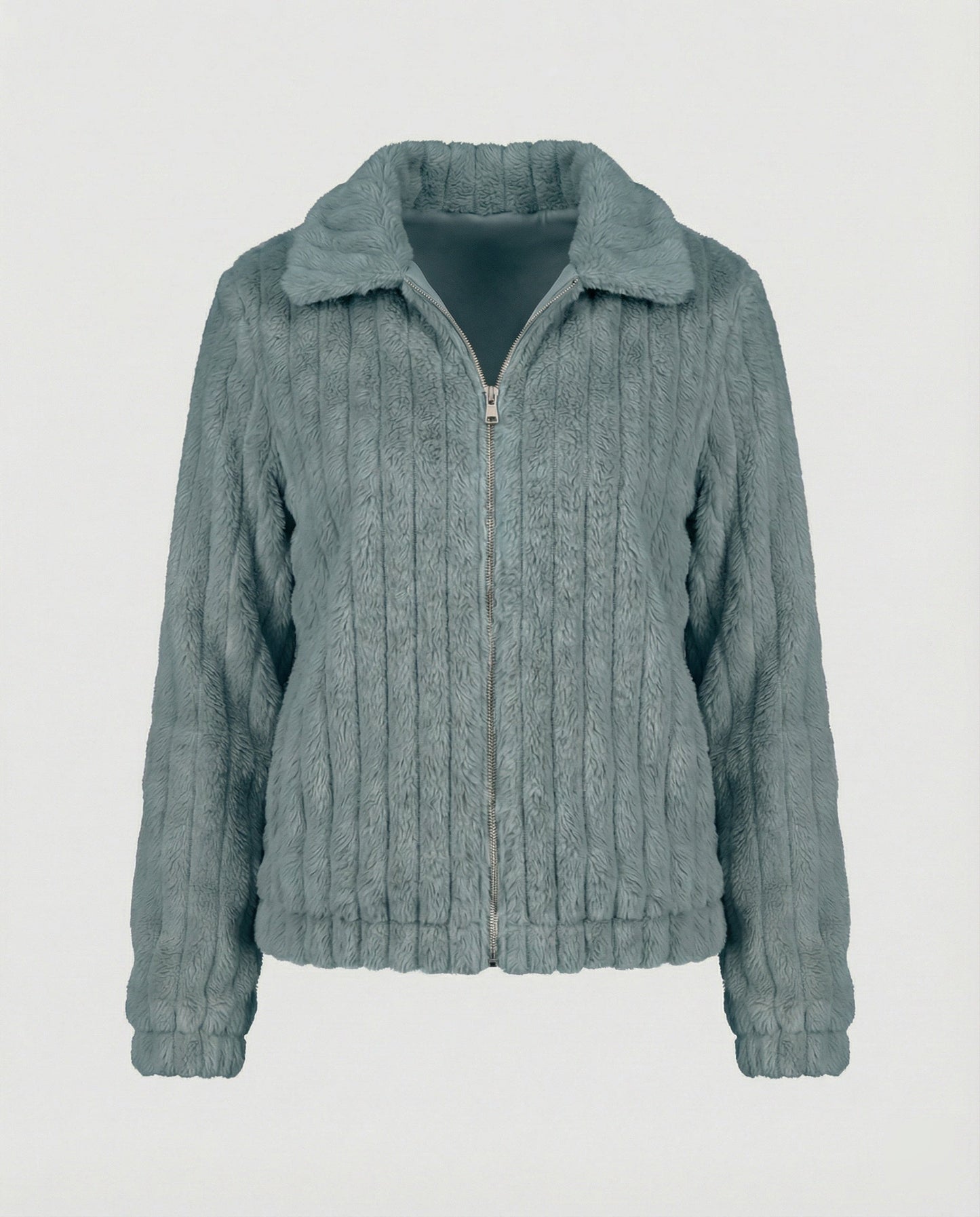 Teddyjacke Damen Stilvoll Kragen Modern