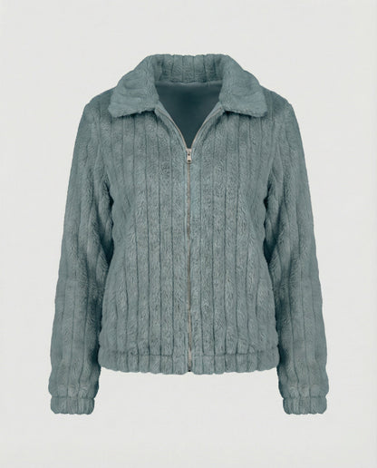 Teddyjacke Damen Stilvoll Kragen Modern