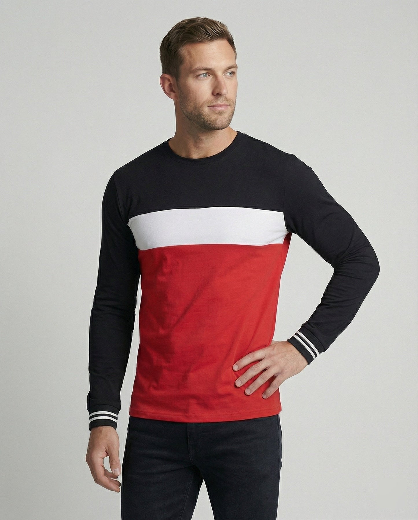 Herren Langarmshirt Sportlich Bequem Modern - BerlinGlamour