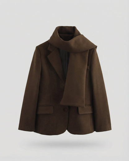 Damen Blazer Jacke Elegante Mit Schal