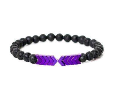 Lava Stein Armband Glitzer Schwarz