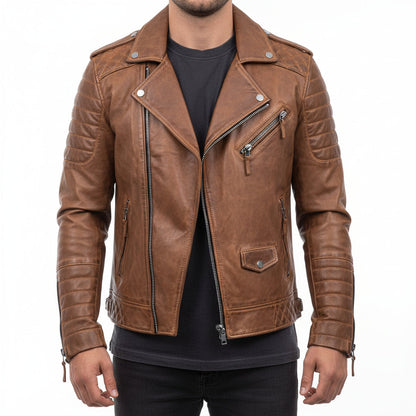 Herren Lederjacke Winter Schwarz Ledermantel