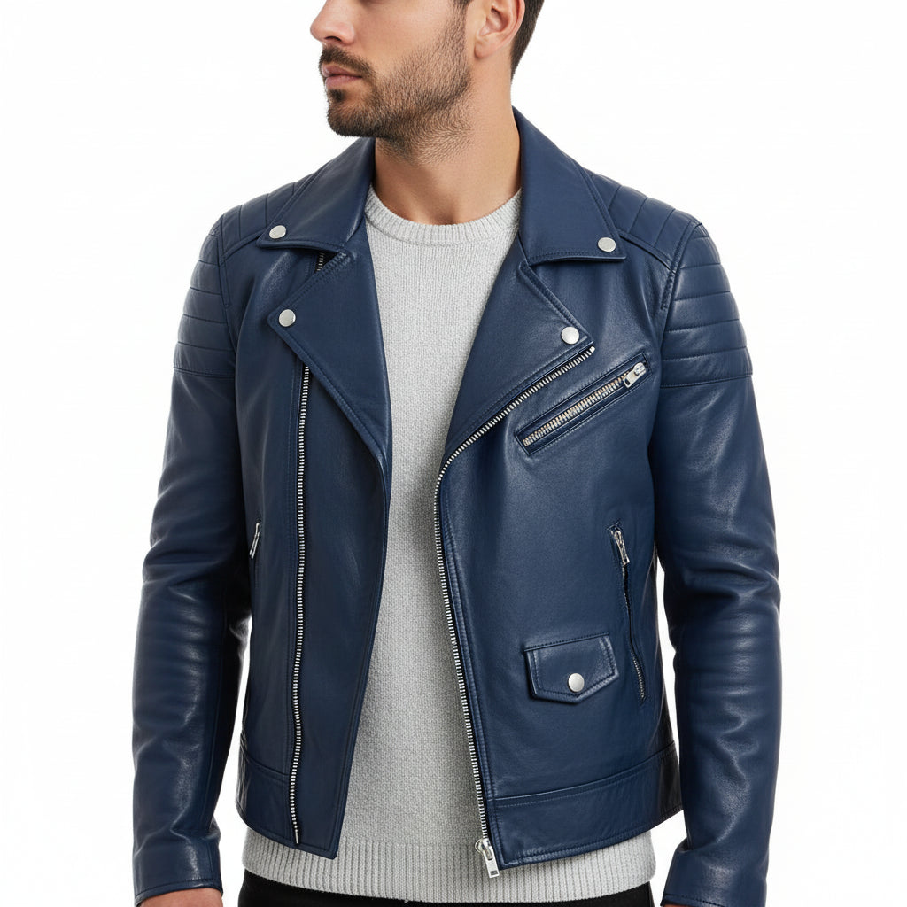 Herren Lederjacke Winter Schwarz Ledermantel