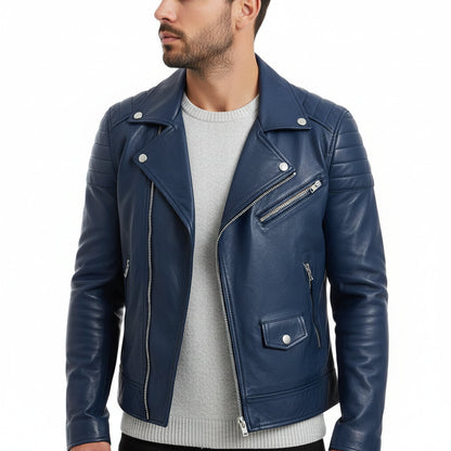 Herren Lederjacke Winter Schwarz Ledermantel