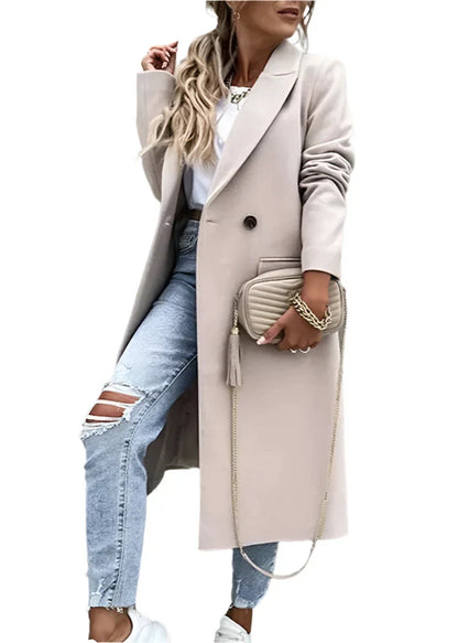 Lange Damenwinterjacke Klassischer Stil Mantel