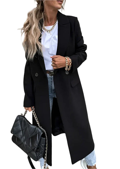 Lange Damenwinterjacke Klassischer Stil Mantel