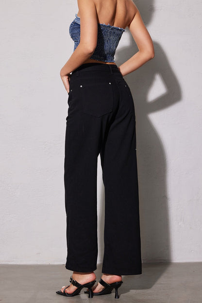 Klassische Damen Jeans Straight Fit Utility Stil