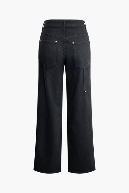 Klassische Damen Jeans Straight Fit Utility Stil