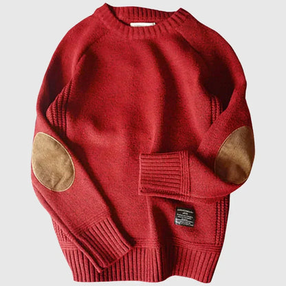 Herren Strickpullover Klassisch Warm mit Elbogenflicken Winter
