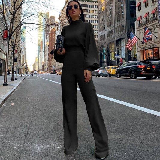 Elegante Frauen Jumpsuit Lang Ärmig Abendkleid - BerlinGlamour